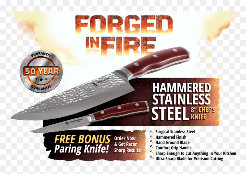Forged In Fire Chef's Knife, HD Png Download - chef knife png