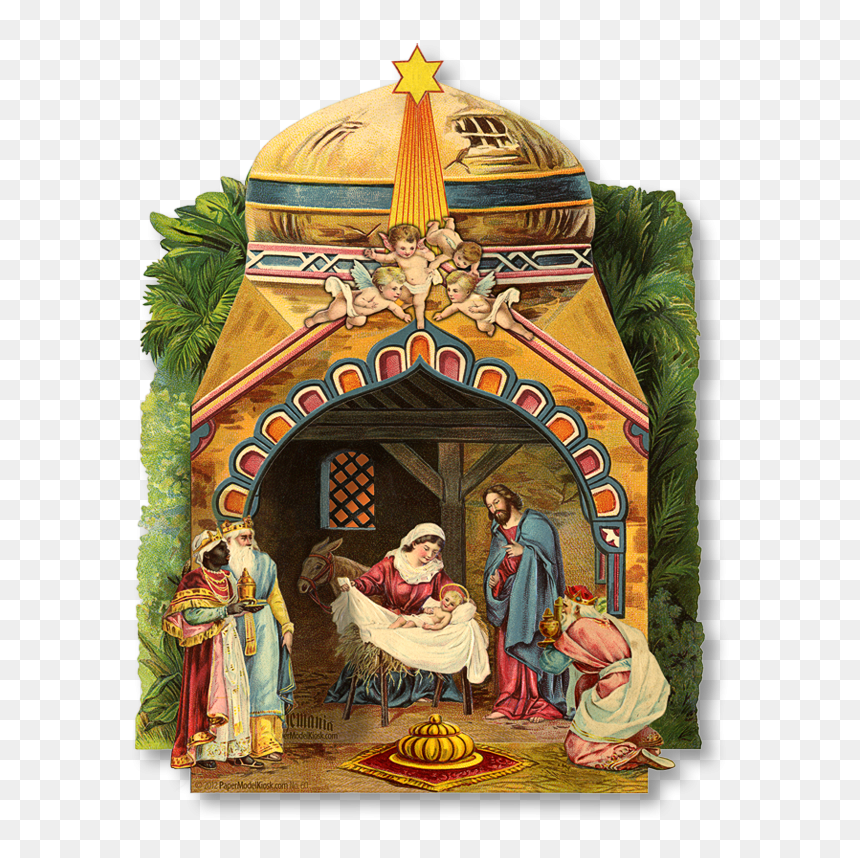 Glanzbilder Krippe, HD Png Download - nativity scene png