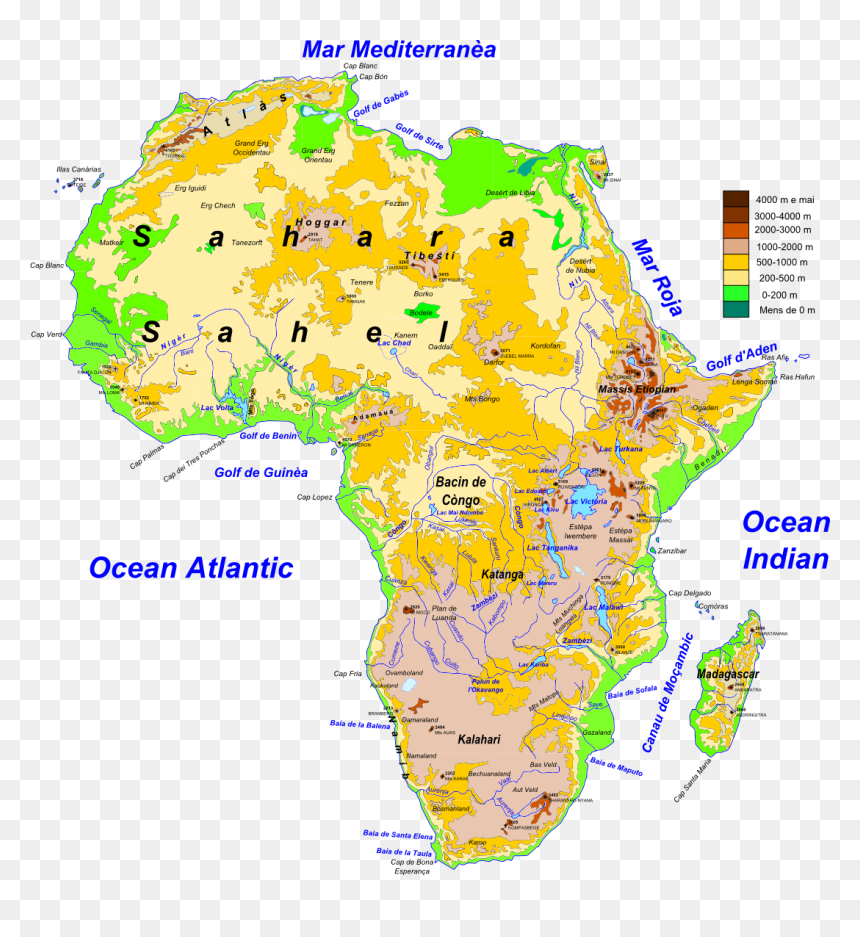 Topografia Dau Continent African - África Topografia, HD Png Download - african png