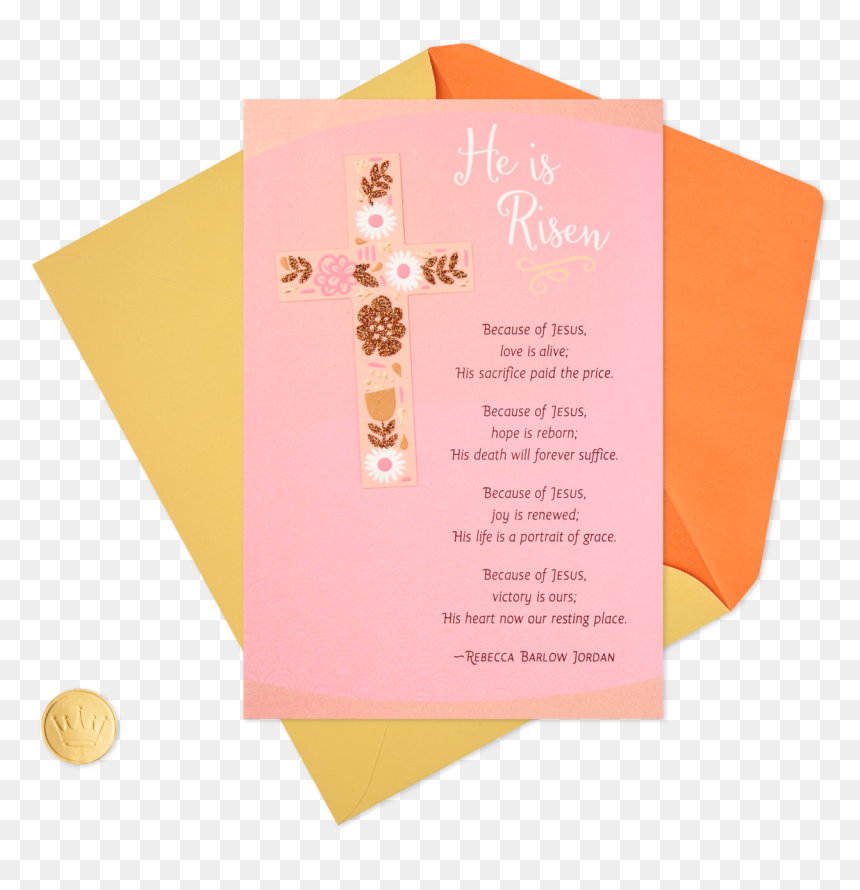 Floral Cross He Is Risen Religious Easter Card - Paper, HD Png Download - he is risen png