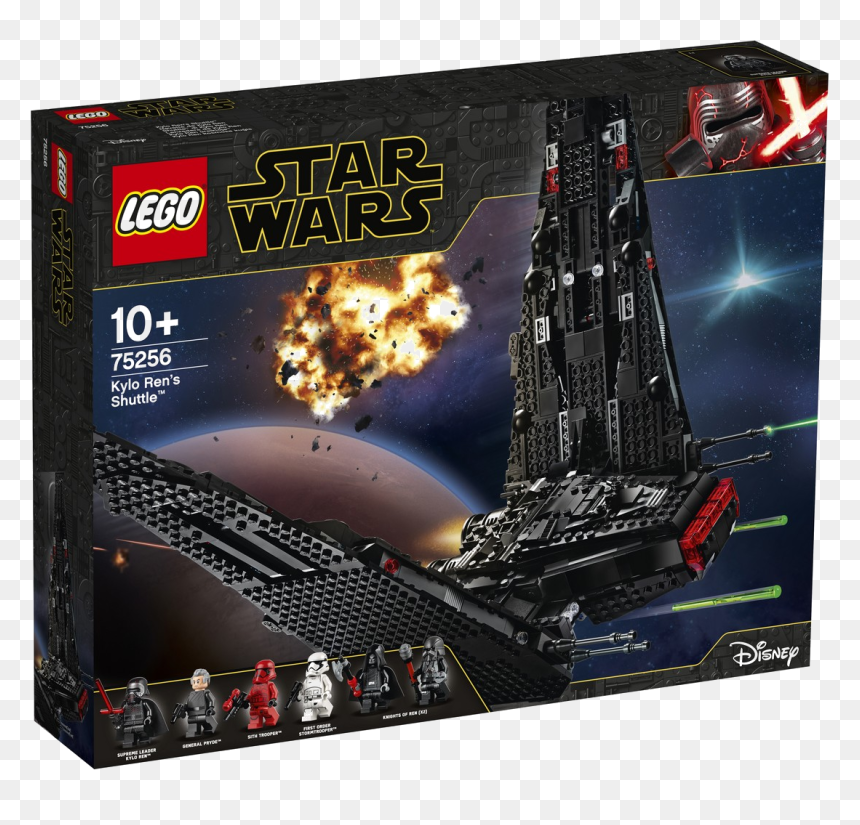 75256 Kylo Ren"s Shuttle - Lego Star Wars Kylo Rens Shuttle, HD Png Download - kylo ren lightsaber png