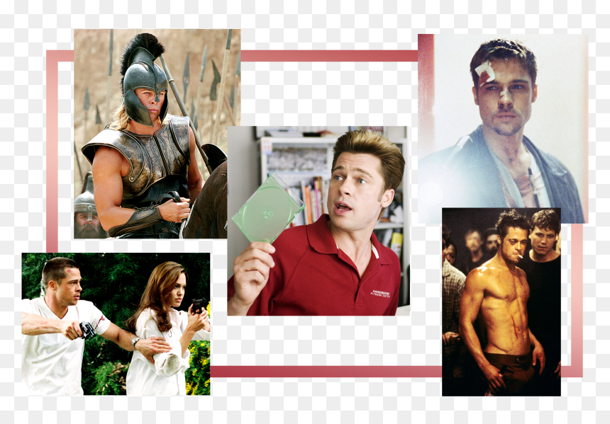 Image May Contain Advertisement Collage Poster Human - Brad Pitt Roles, HD Png Download - brad pitt png