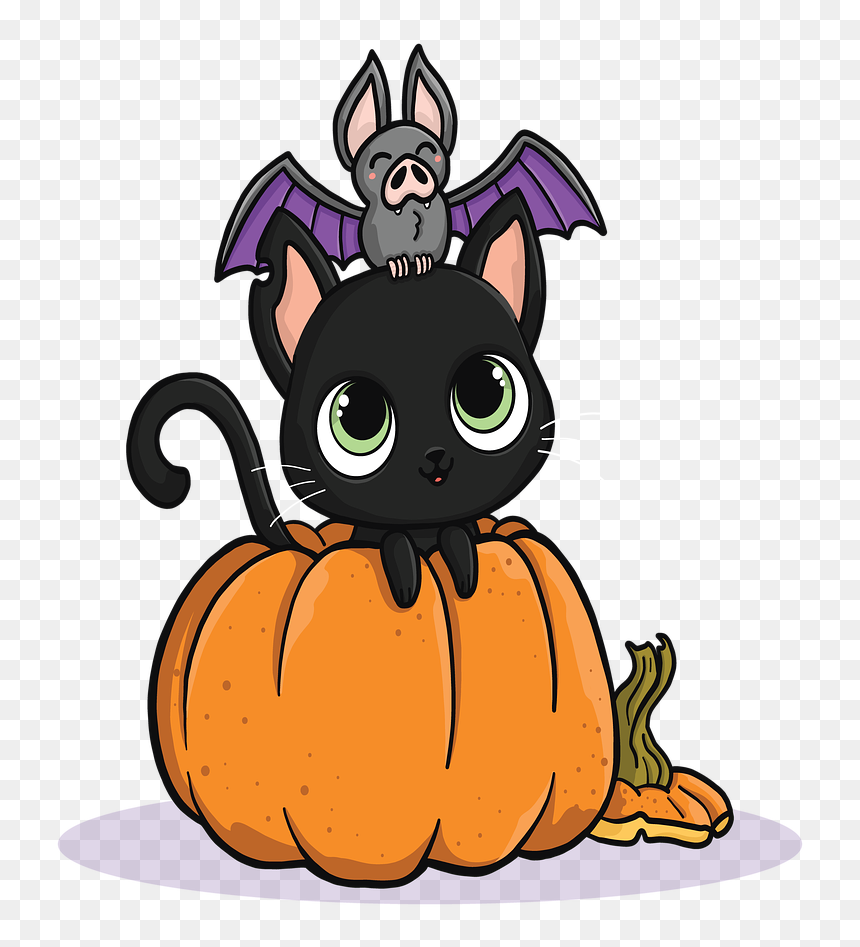 Cute Halloween, HD Png Download - halloween cat png