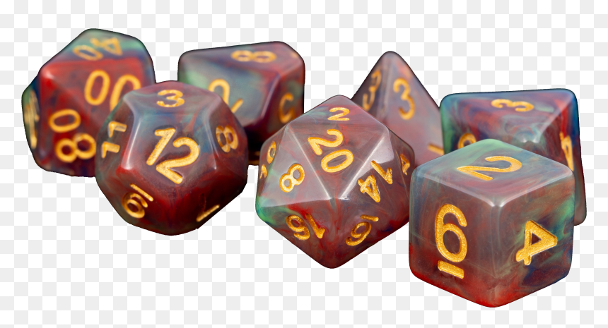 Mdg Resin Die Set Red Pearl Swirl Png Koplow D20 Pearl - Mdg 7 Die Set Red Pearl Swirl, Transparent Png - red dice png