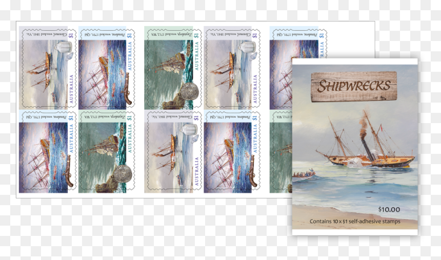 Booklet Of 10 X $1 Shipwreck Stamps - Galeas, HD Png Download - shipwreck png