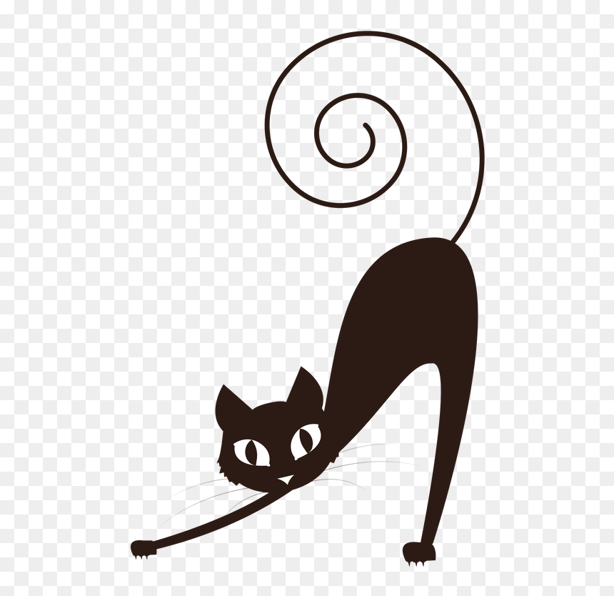 “time Spent With A Cat Is Never Wasted - Black Cat Stretching Clipart, HD Png Download - halloween cat png