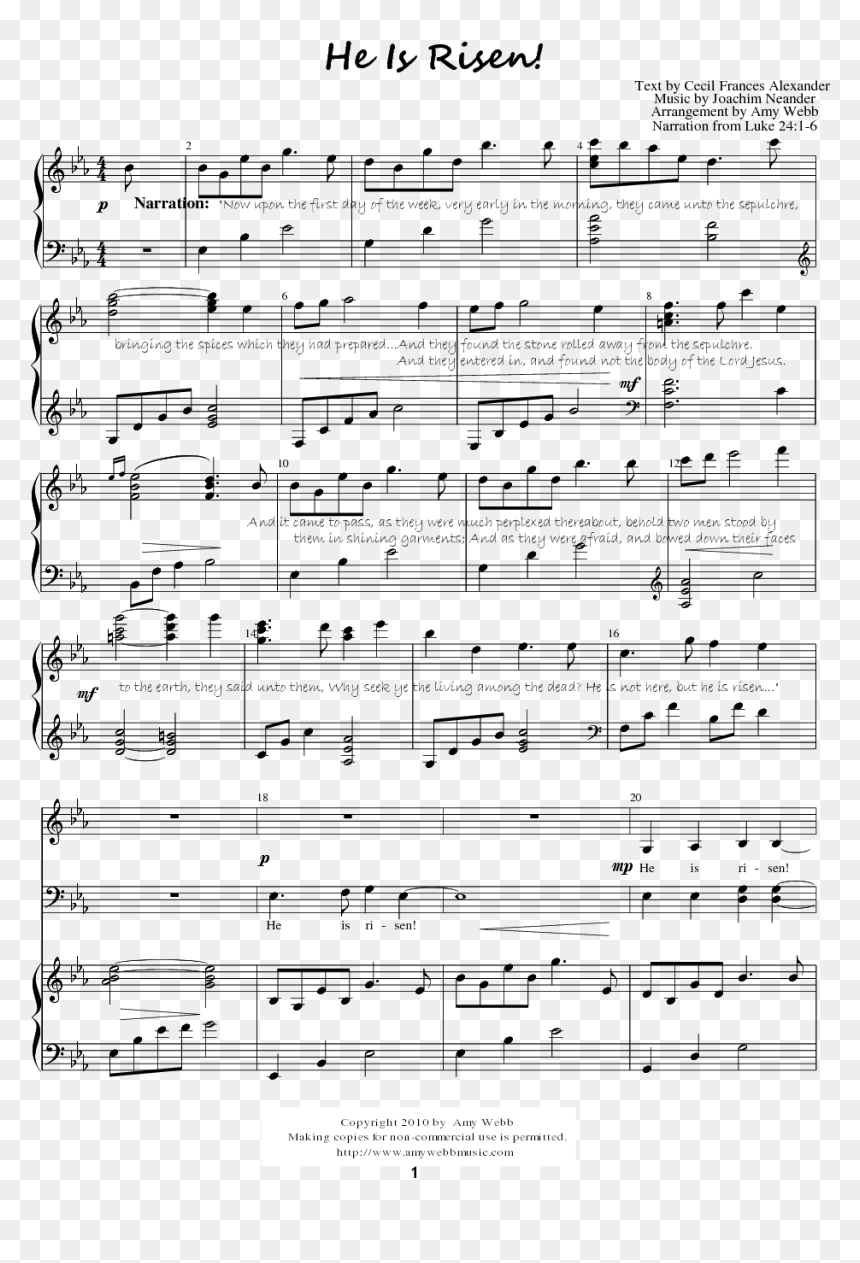 Sheet Music Picture - Sheet Music, HD Png Download - he is risen png