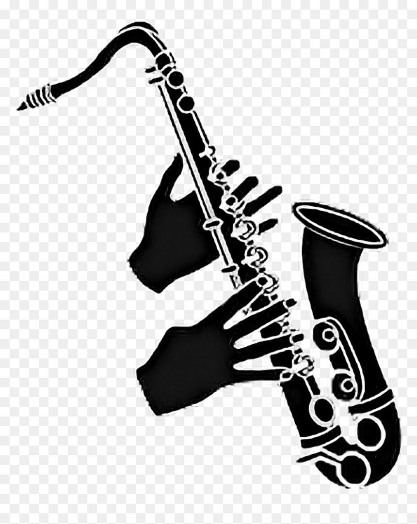 #saxophone #blackandwhite #silhouette #play #hands - Saxophone, HD Png Download - sax png
