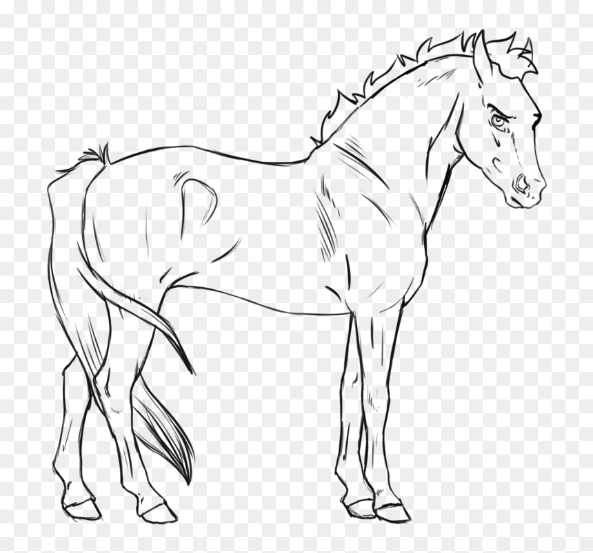 Horse Png Clipart - Cartoon Horse Lineart, Transparent Png - black horse png