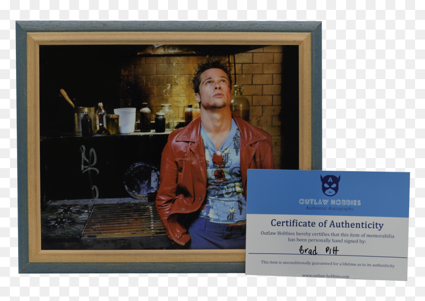 Framed Brad Pitt Autograph Authentic Sign Of Tyler - Tyler Durden Brad Pitt Fight Club, HD Png Download - brad pitt png