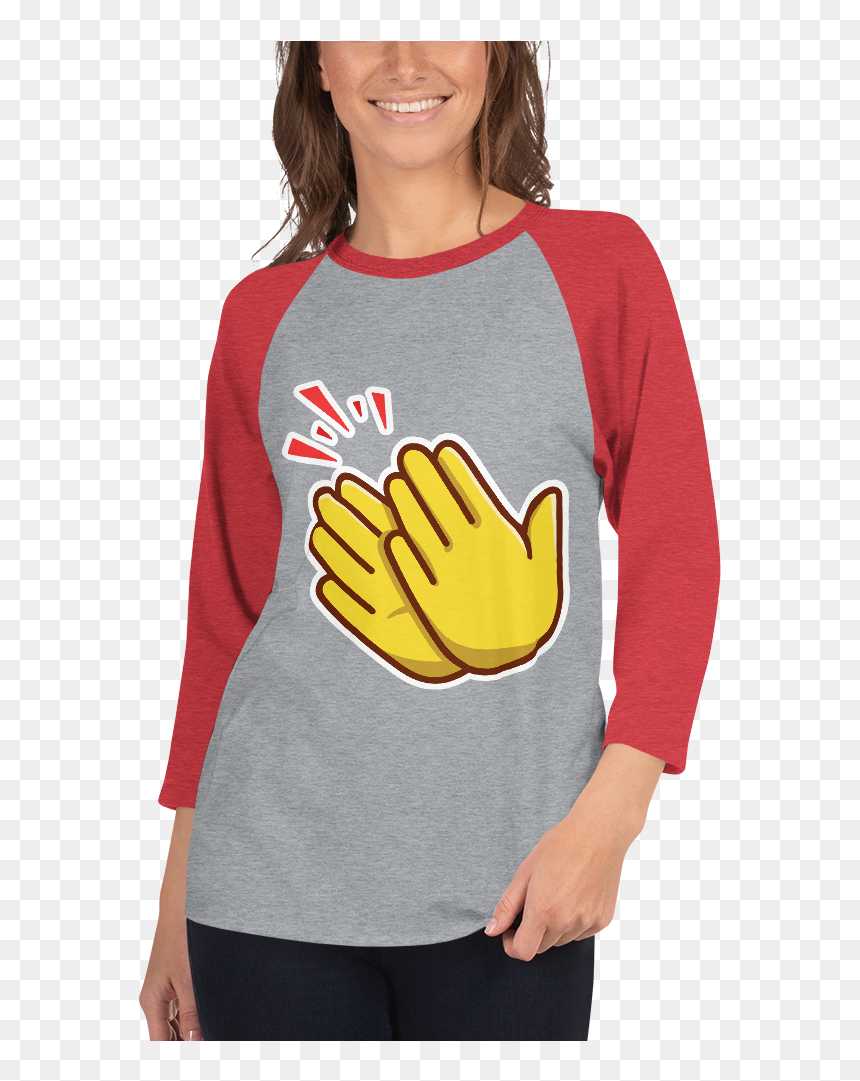 Emoji Clap 3/4 Sleeve Raglan Shirt, HD Png Download - clap emoji png