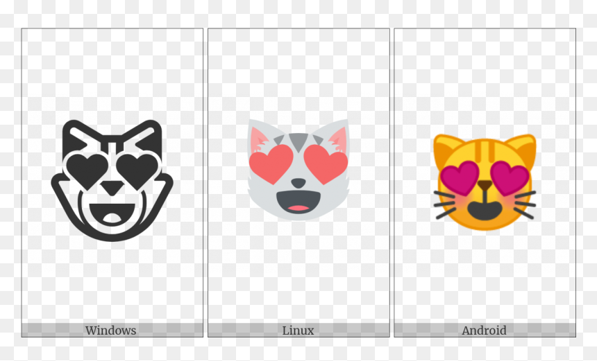 Smiling Cat Face With Heart-shaped Eyes On Various - Portable Network Graphics, HD Png Download - heart face emoji png