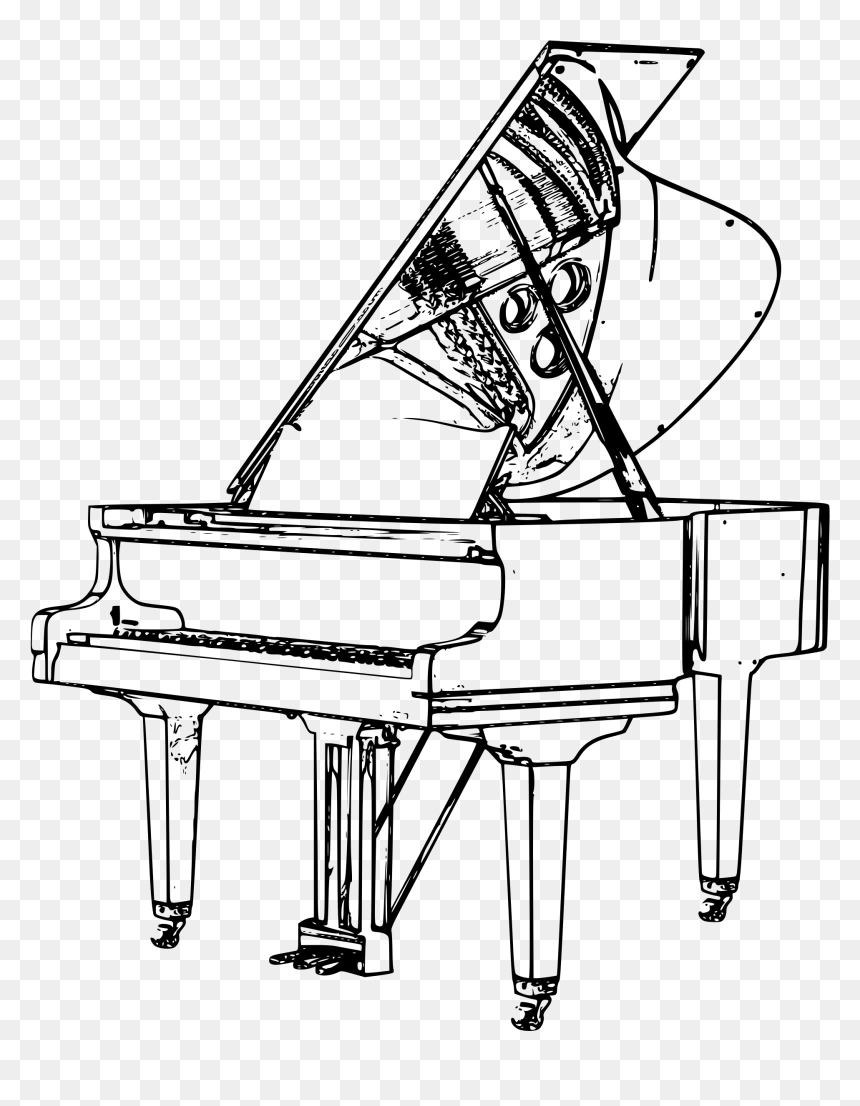 Grand Piano Clip Arts - Grand Piano Clipart Black And White, HD Png Download - grand piano png