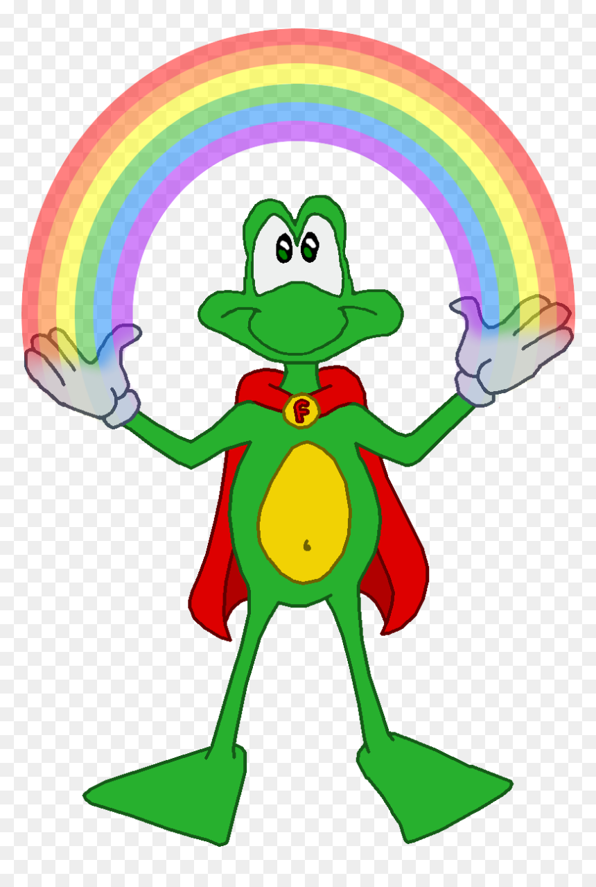 Superfrog And A Rainbow - Cartoon, HD Png Download - rainbow frog png