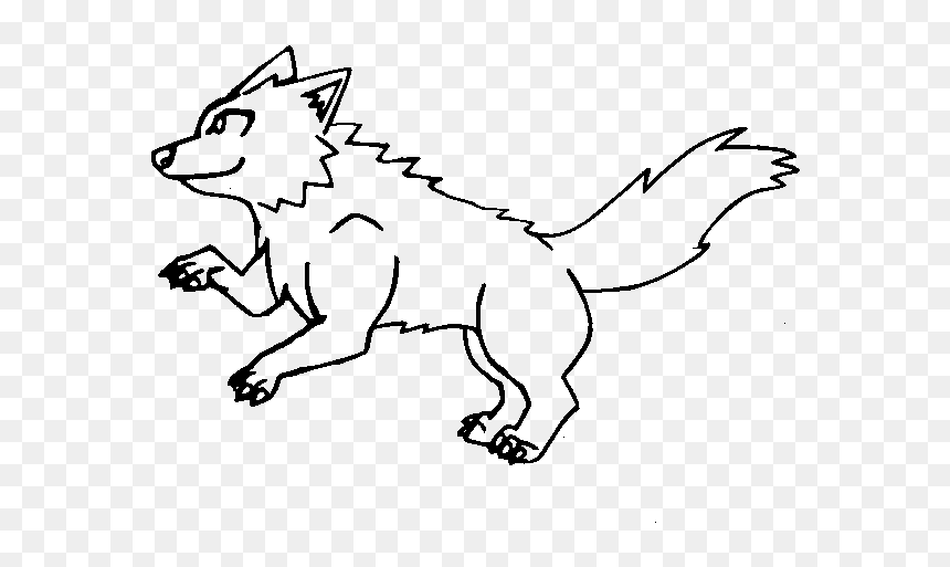 Dog Black And White Line Art Cartoon Clip Art - Outline Picture Of A Wolf, HD Png Download - wolf eyes png