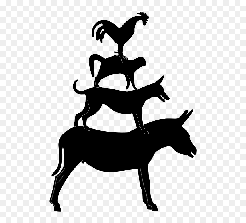 The Town Musicians Of Bremen - Bremen Town Musicians Silhouette, HD Png Download - town silhouette png