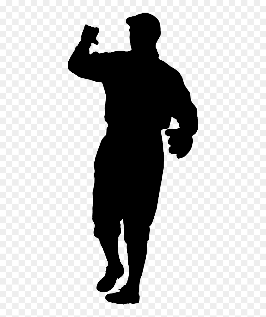 Baseball Clipart - Silhouette Baseball Player Png, Transparent Png - person standing silhouette png