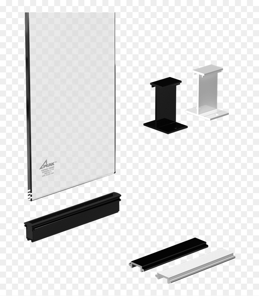 6-inch Clear Glass Panel Kit Available With Fittings - Peak Aluminum Railing, HD Png Download - glass panel png