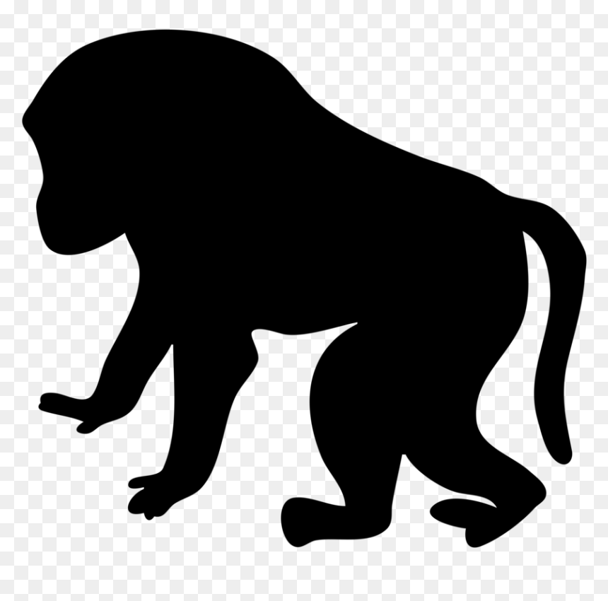 Free Stock Photo - Baboon Clipart, HD Png Download - monkey silhouette png