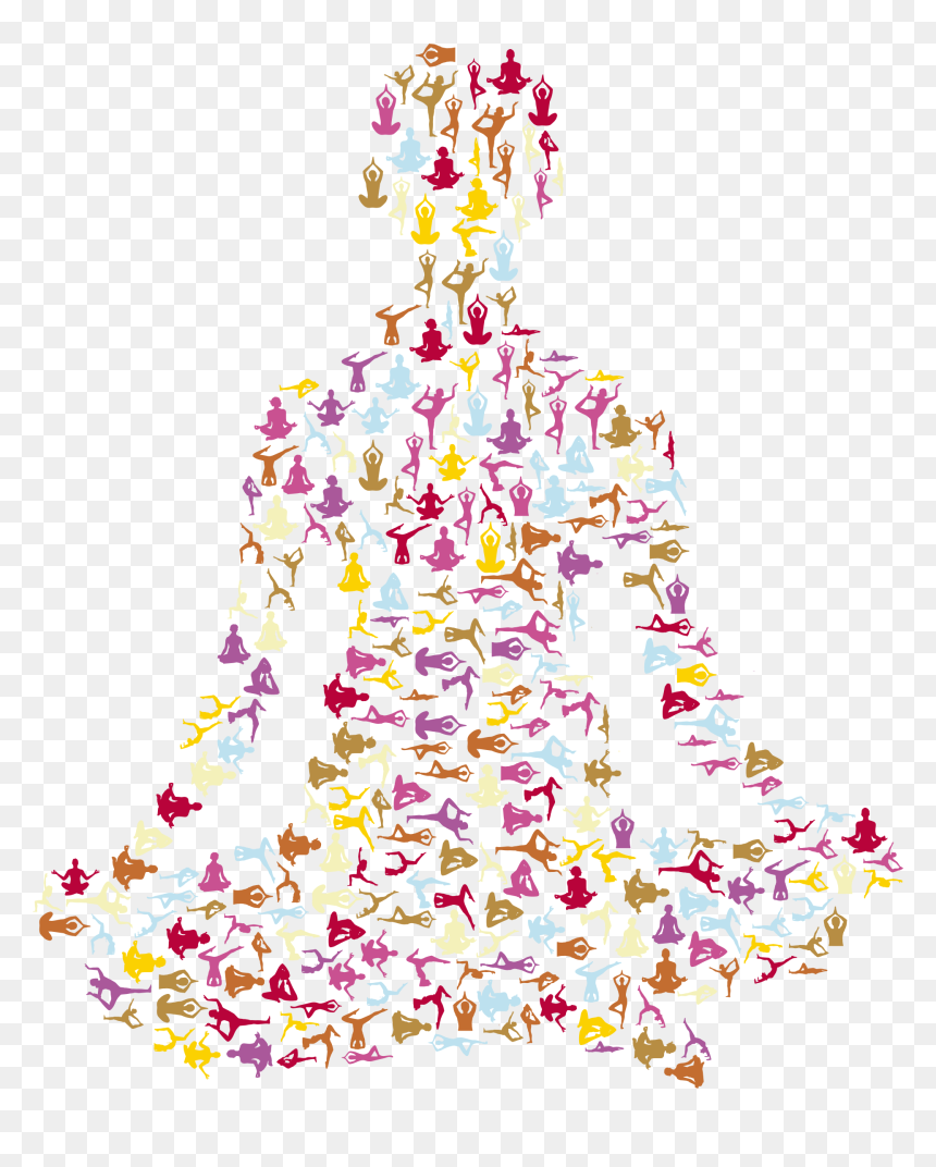 Female Yoga Pose Silhouette Fractal No Background Clip - Transparent Background Yoga Poses Clip Art, HD Png Download - yoga silhouette png