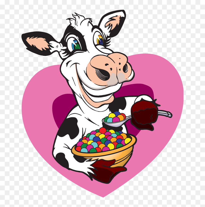 Transparent Eating Cereal Clipart - Transparent Cartoon Cow Eating, HD Png Download - cheerios png