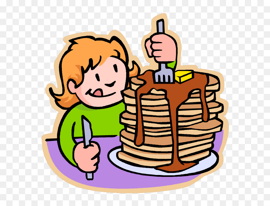 Blueberry Pancakes Clip Art - Eating Pancakes Clip Art, HD Png Download - breakfast clipart png