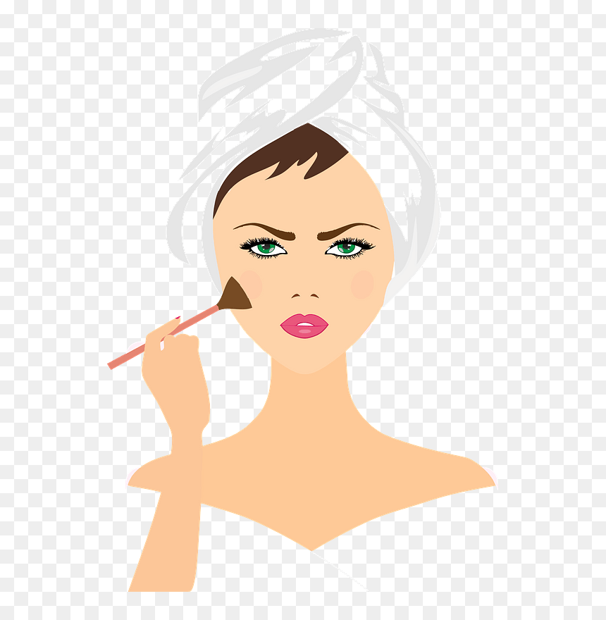 Woman Applying Makeup Clipart - Wanita Kartun Make Up, HD Png Download - makeup emoji png