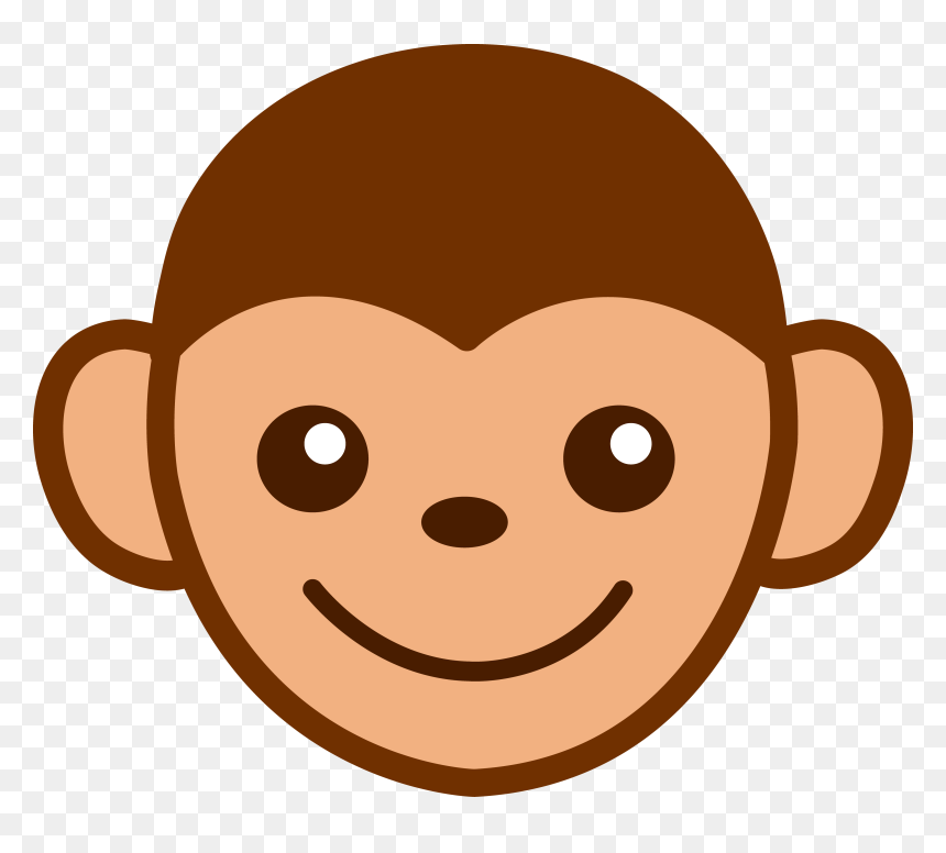 Cute Monkey Face Clip Art - Monkey Face Clipart, HD Png Download - monkey silhouette png