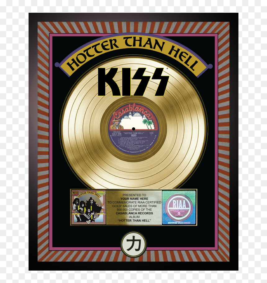 Kiss Hotter Than Hell Riaa, HD Png Download - gold record png