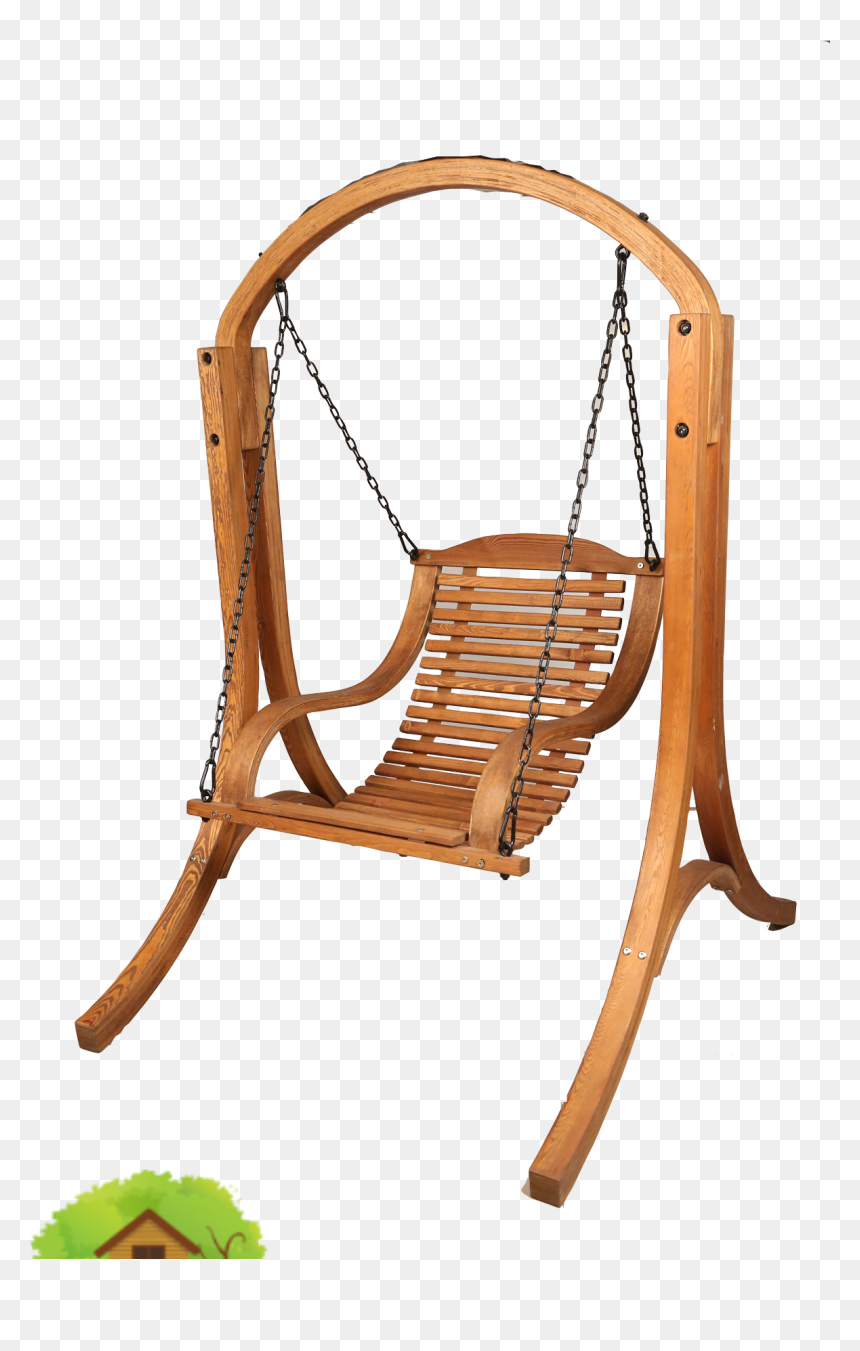 Wooden Swing Single - Chair, HD Png Download - swing png