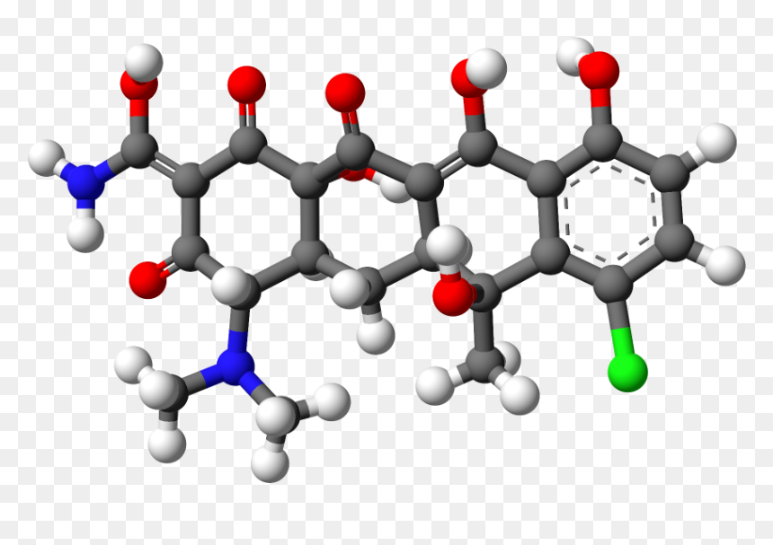 Chlortetracycline 3d Balls - Chlortetracycline 3d Molecule, HD Png Download - molecule png