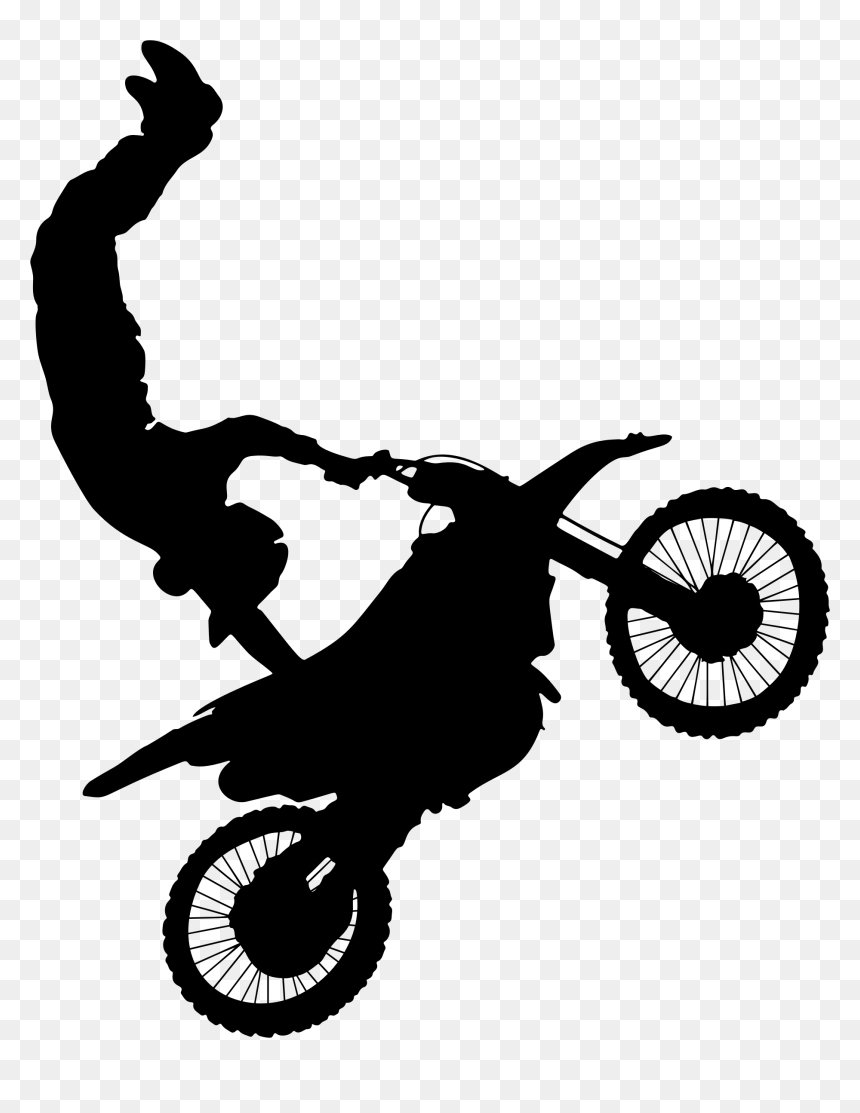 Motocross Stunt Silhouette 2 Clip Arts - Moto Cross Clipart, HD Png Download - motorcycle silhouette png