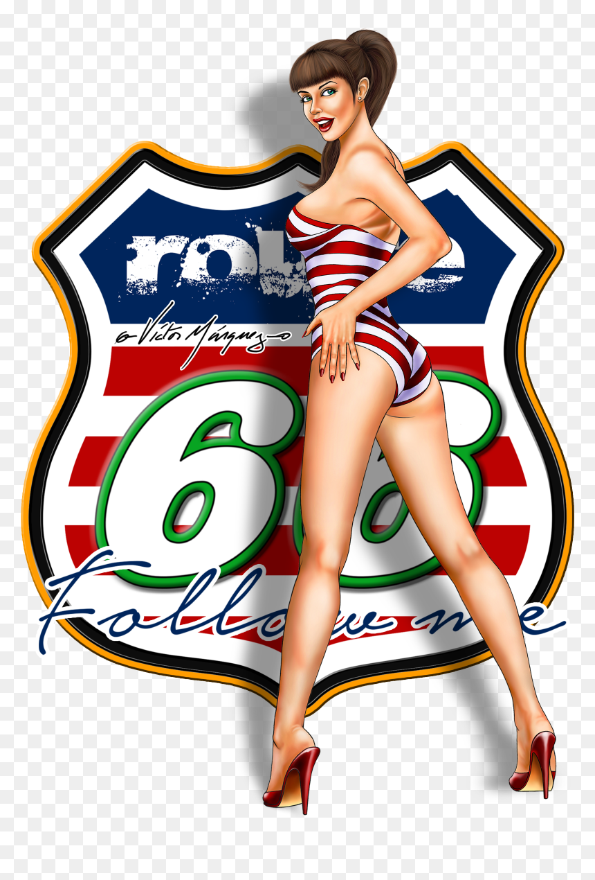 Image Of Route 66 Pin Up - Route 66 Logo Png, Transparent Png - pin up png