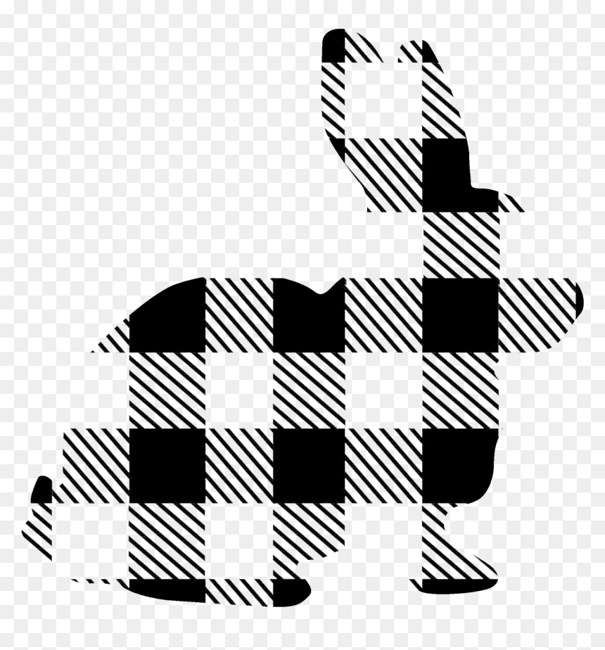 Buffalo Plaid Bunny Print, HD Png Download - bunny silhouette png