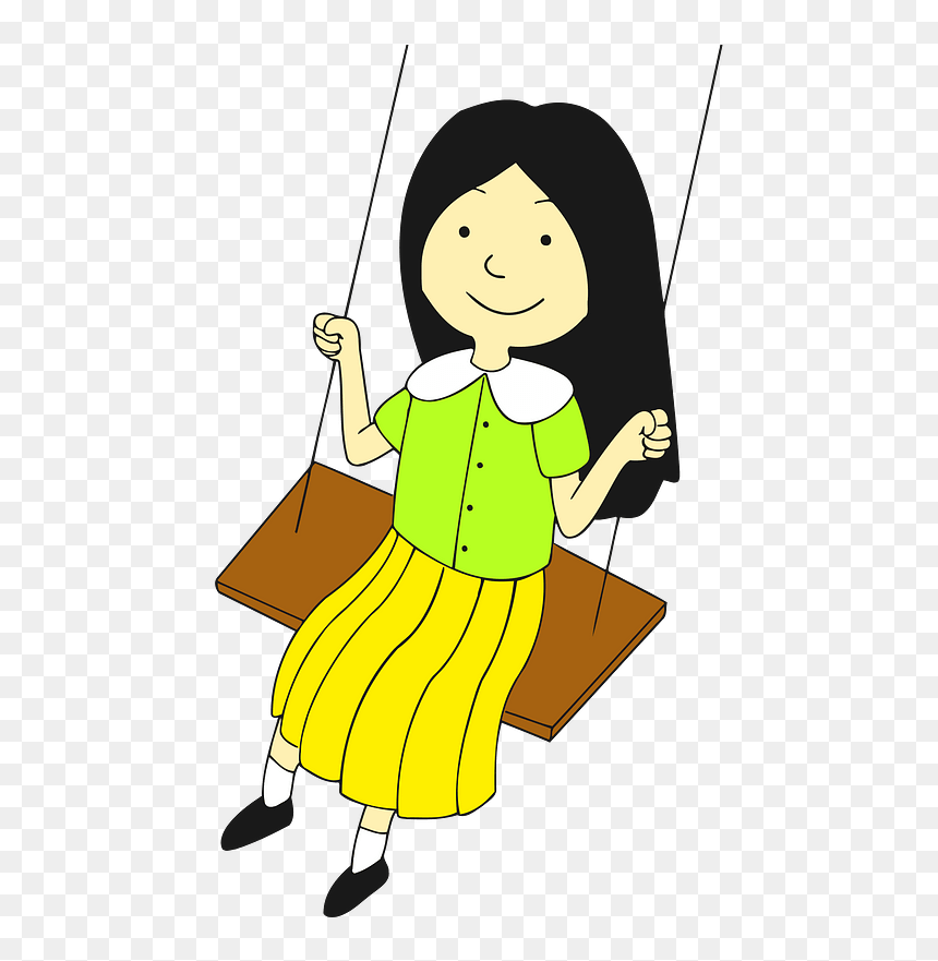 Girl On Swing Clipart - Drawing Of Swing With Children, HD Png Download - swing png