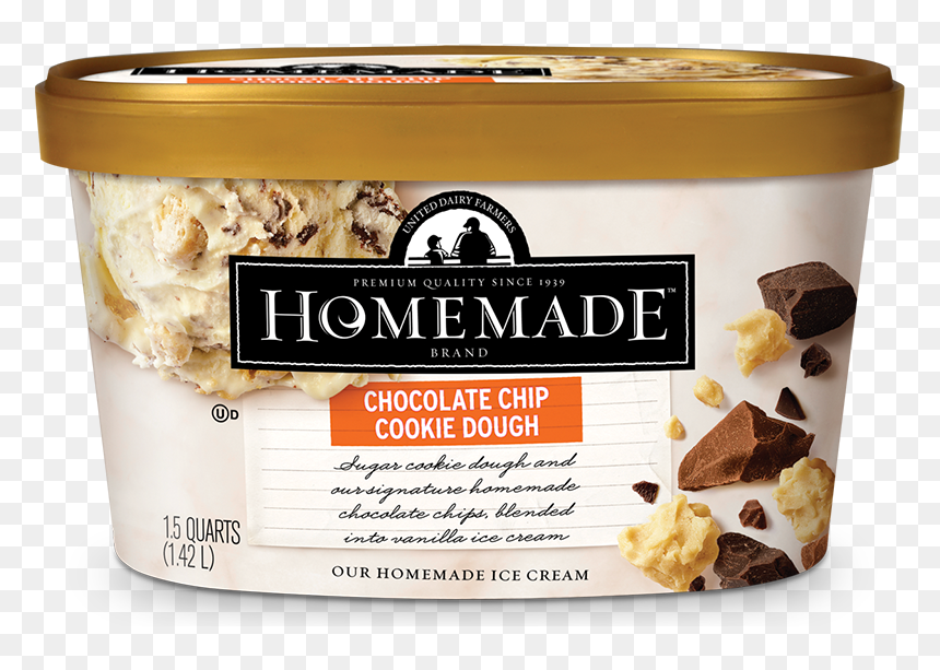 Homemade Brand Chocolate Chip Cookie Dough Ice Cream - Peanut Butter And Chip Ice Cream, HD Png Download - vanilla ice cream png