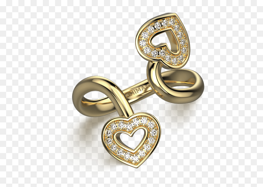 Two Hearts Twisted Pave Ring 18k Yellow Gold - Praça Luís De Camões, HD Png Download - two hearts png