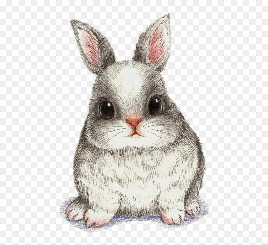 Drawing Watercolor Painting Art Image - Cute Animal Rabbit Drawing, HD Png Download - cute bunny png