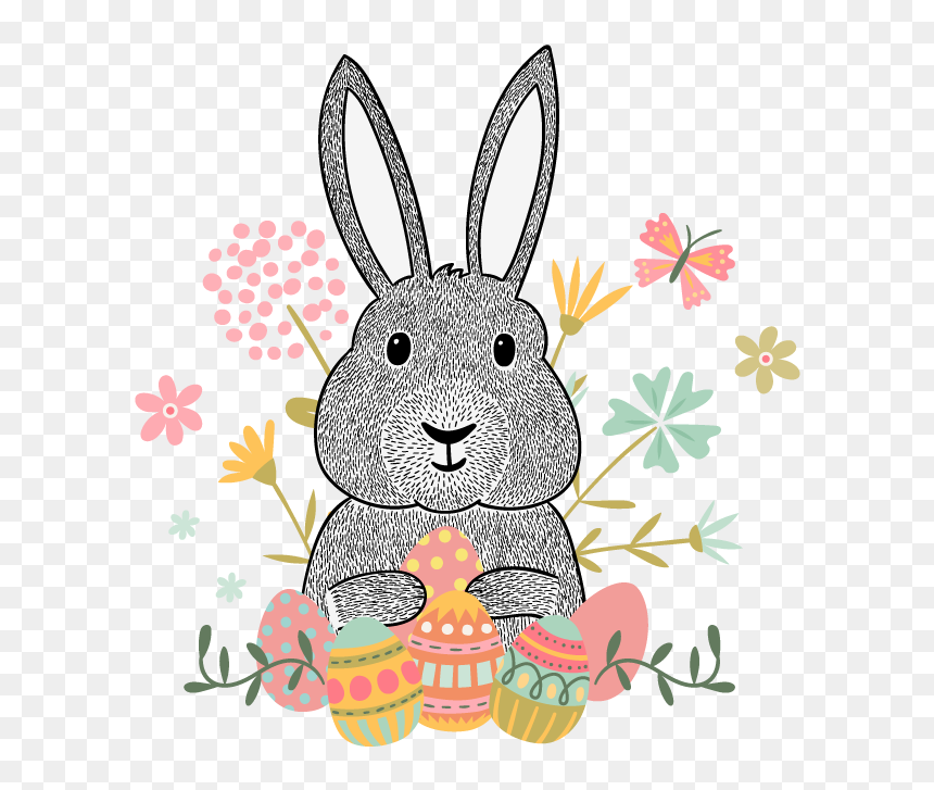 Easter Bunny Euclidean Vector Hipster Clip Art - Transparent Easter Bunny Vector, HD Png Download - cute bunny png