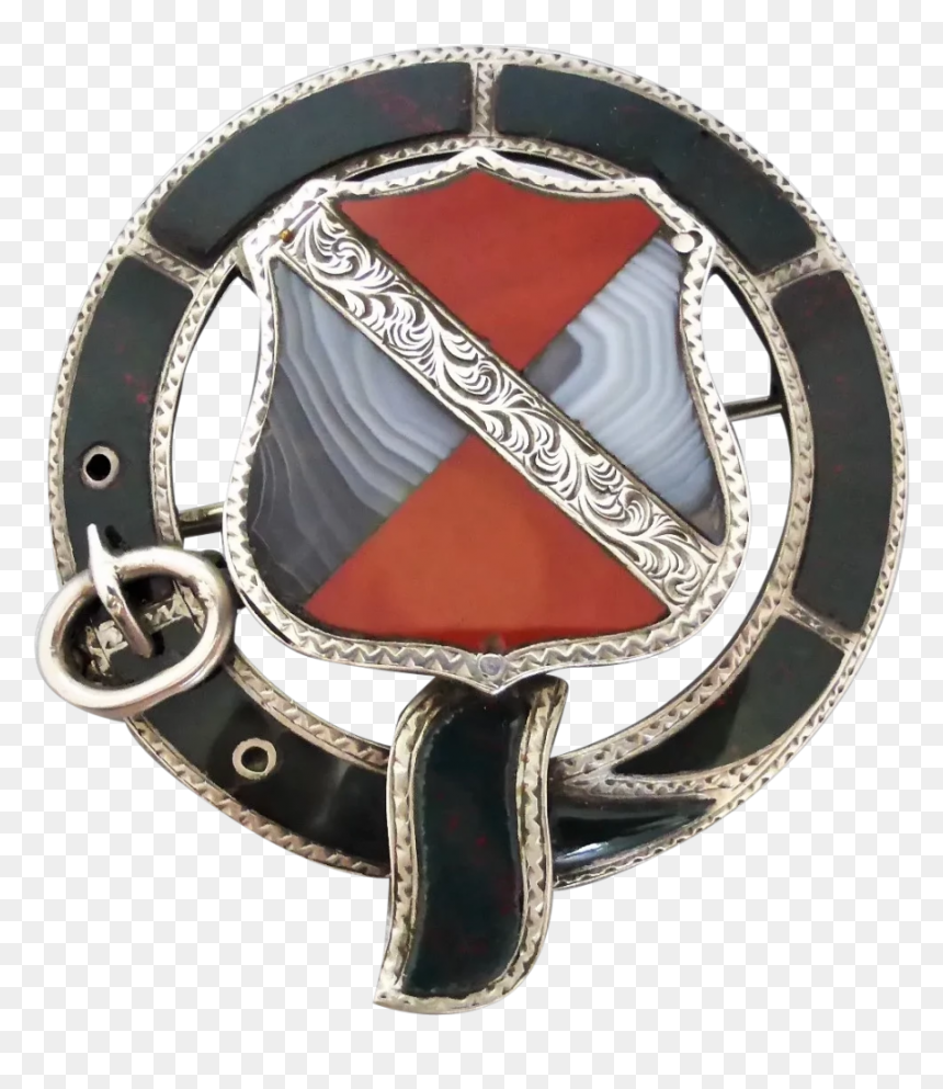 Antique Victorian Sterling Silver Scottish Shield Brooch - Circle, HD Png Download - silver shield png