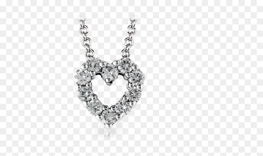 14kw Diamond Heart Pendant - Necklace, HD Png Download - diamond heart png