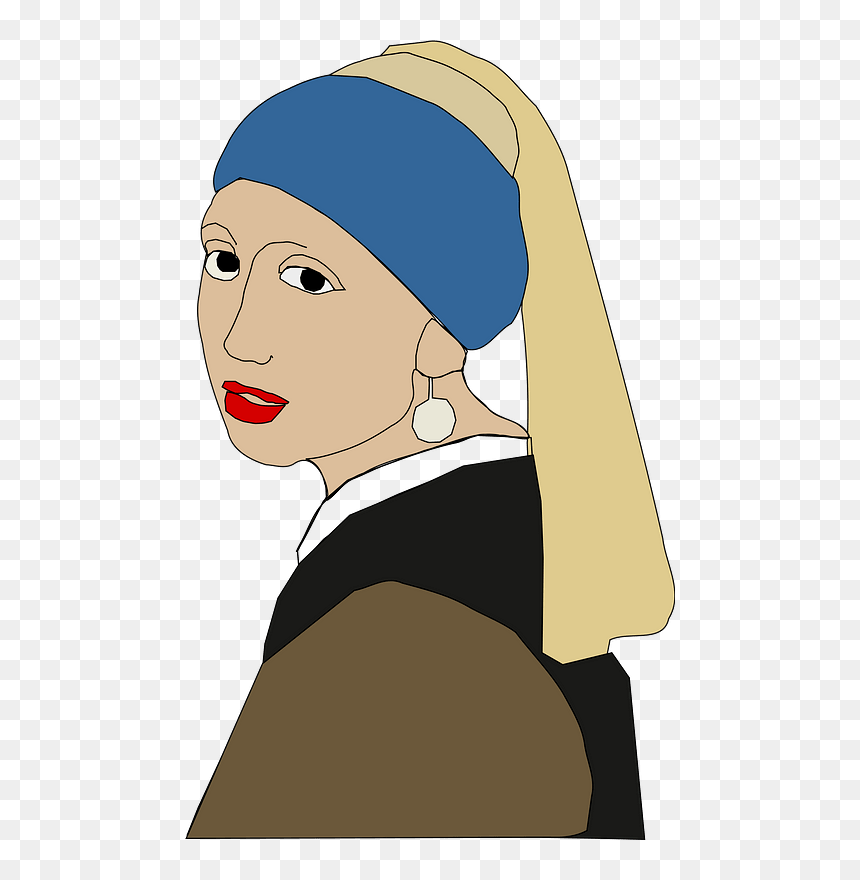 Woman With Pearl Clipart - Girl With A Pearl Earring Cartoon, HD Png Download - pearl necklace clipart png