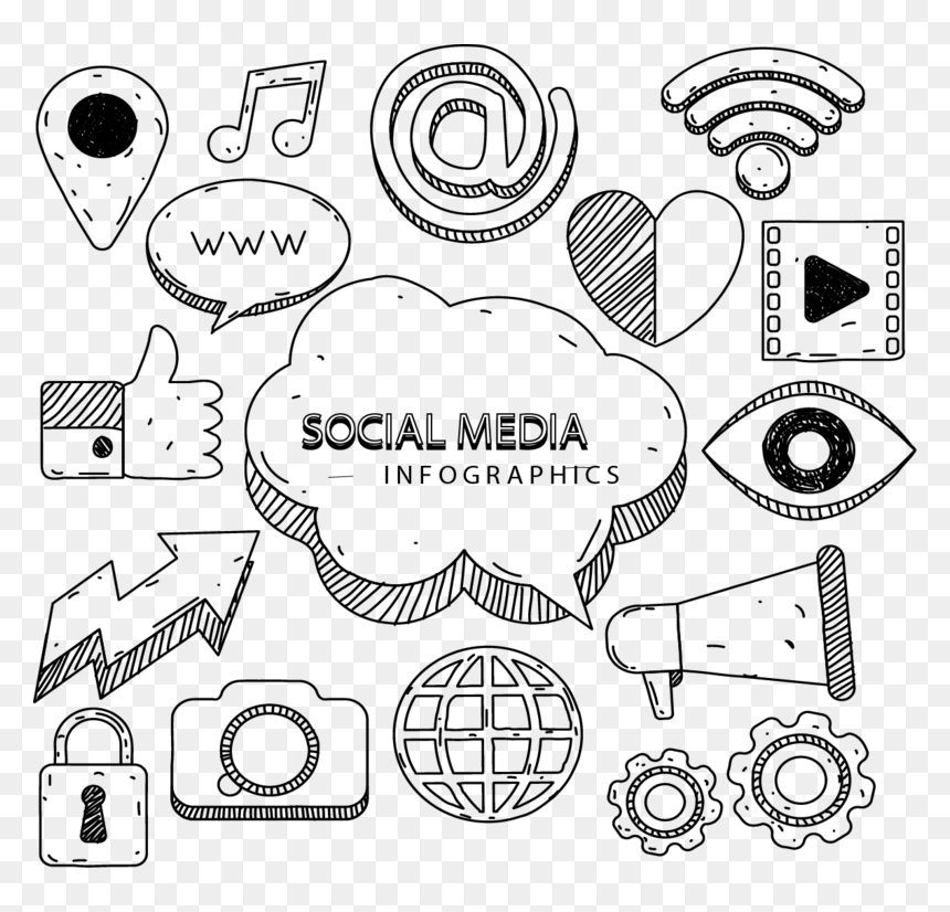 Infographic Media Social Euclidean Vector Marketing - Infographic Drawing About Social Media, HD Png Download - painted circle png