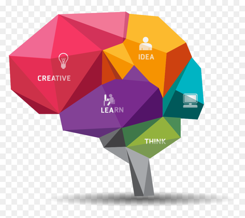 Graphic Angle Polygon Diagram Brain Design - Polygon Brain Vector, HD Png Download - creative brain png
