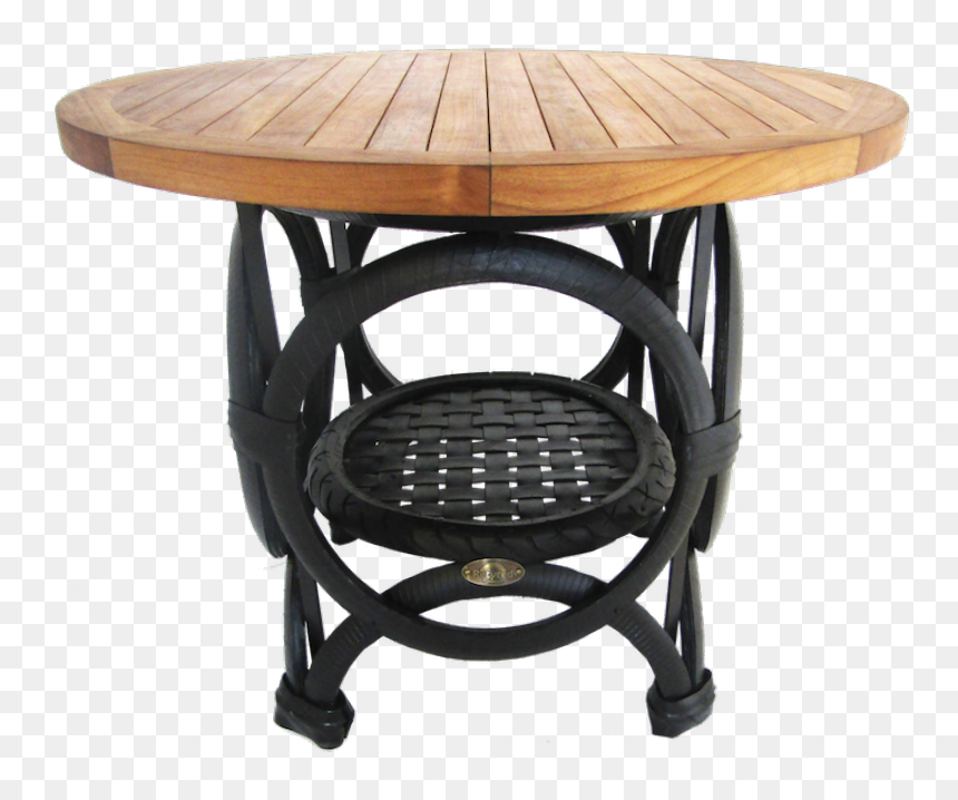 01 Teak Tyre Cafe Table Round - Outdoor Table, HD Png Download - cafe table png