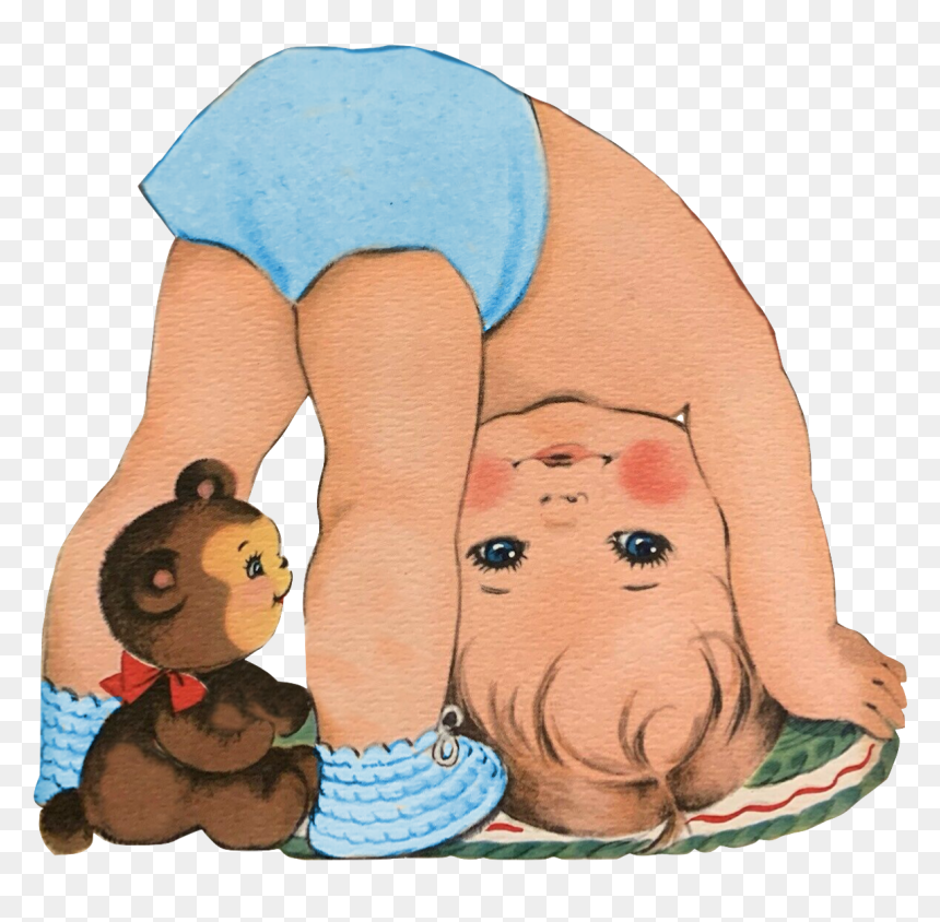 Blue Cute Adorable Baby Butt -vintage Baby - Cartoon, HD Png Download - cartoon butt png