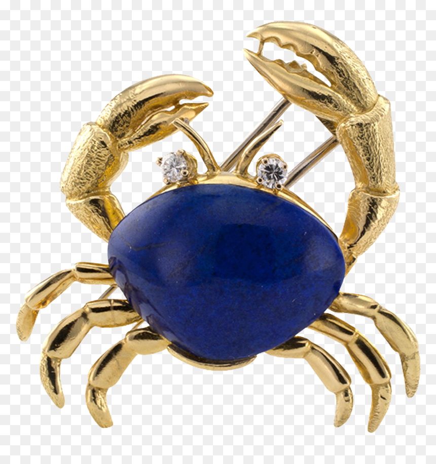 Estate Lapis Lazuli And Diamond Crab Brooch @shoprubylux - Brooch, HD Png Download - blue crab png