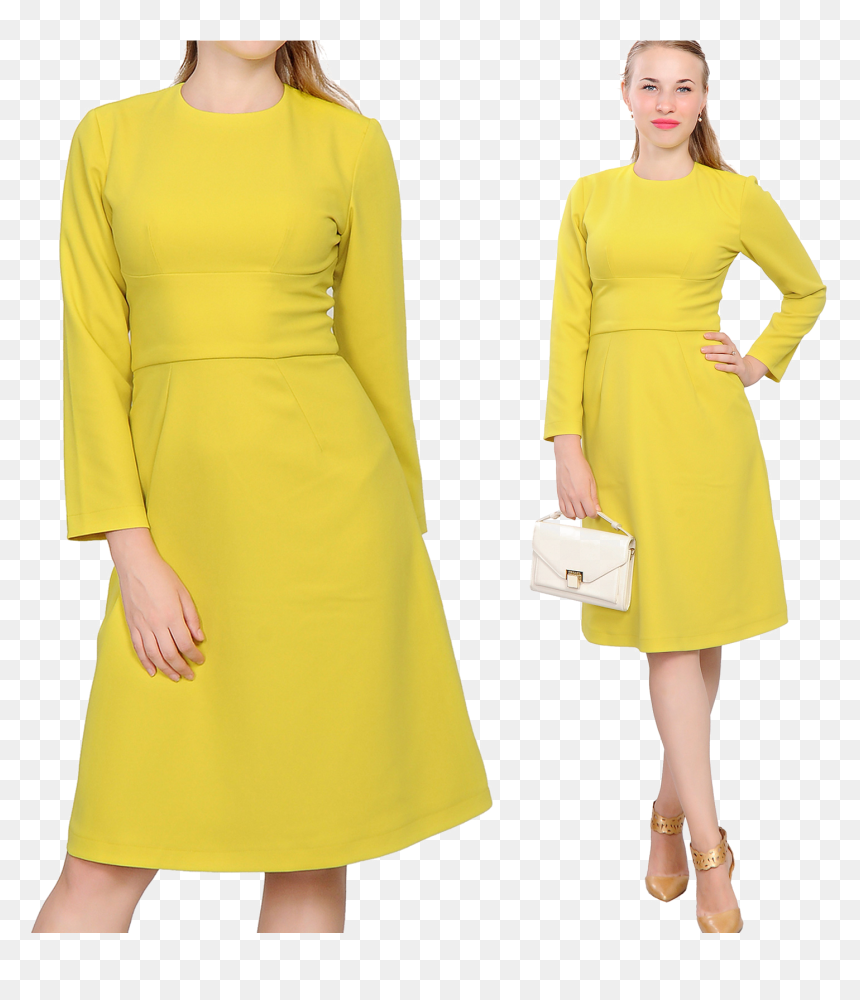 Long Sleeve Dress Free Png Image - Knee Length Dresses Office Wear, Transparent Png - elena gilbert png