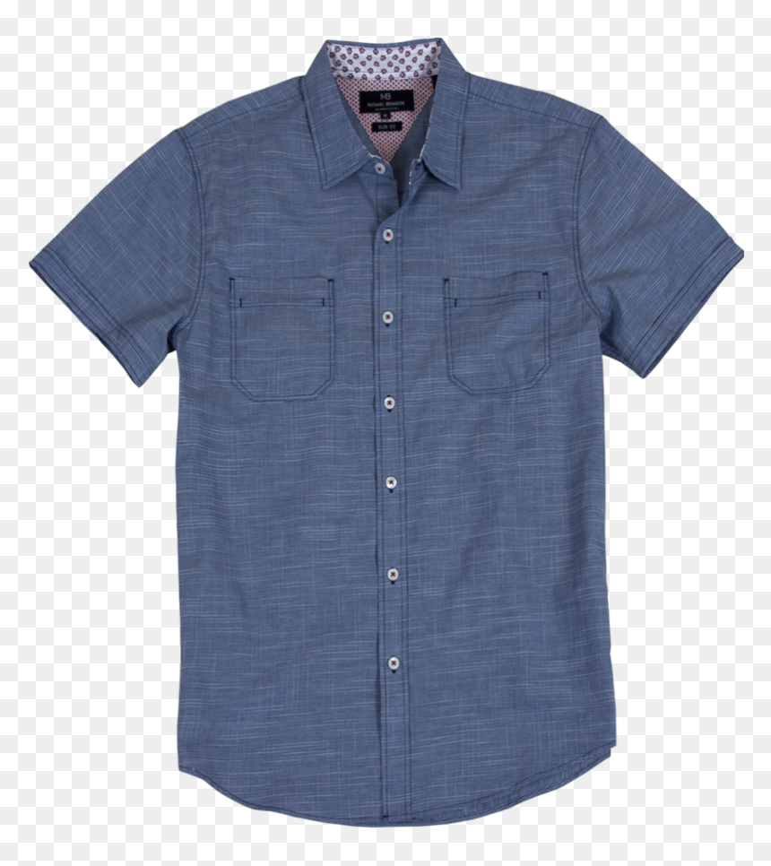Crosshatch Pattern Short Sleeve Shirt - Button, HD Png Download - shirt button png