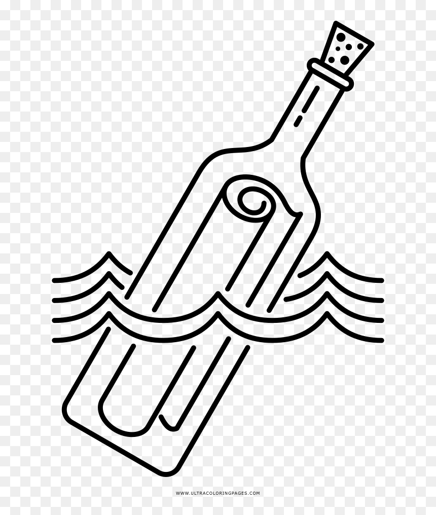 Message In A Bottle Coloring Page - Botella Con Mensaje Dibujo, HD Png Download - message in a bottle png